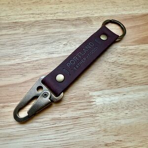 Portland Leather Goods Brown Leather Key Fob with Metal Hardware